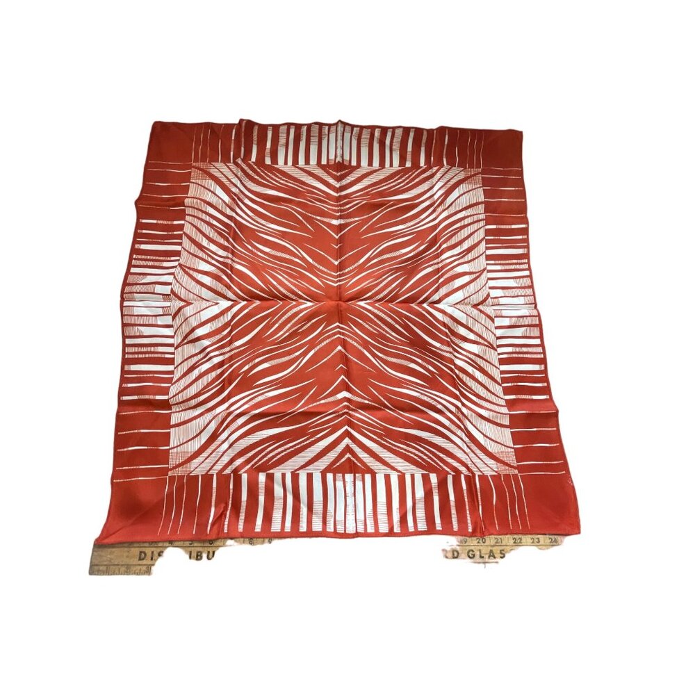 Vintage Abstract Square Scarf Orange White Lightweight Bandana Neck Wrap